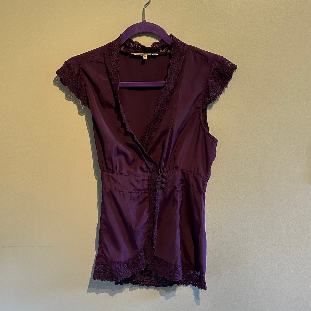 RW&CO. Purple Lace Trim Blouse